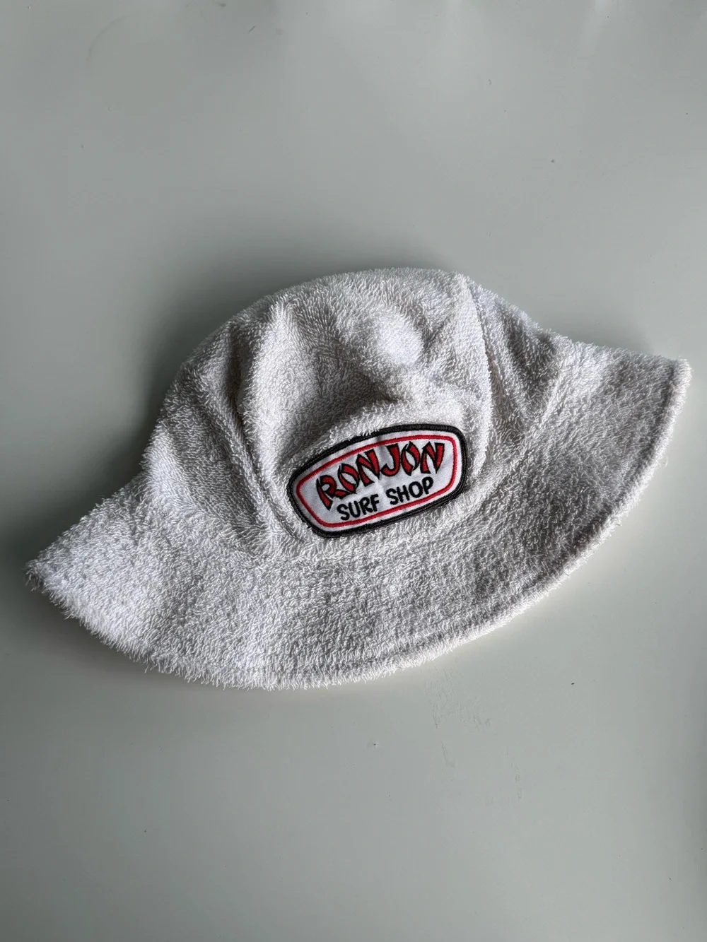 Ron Jon Surf Shop Terry Cloth Bucket Hat White Beach Y2K Vacation One Size